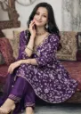 Womens Beautiful Rayon Aliya Cut Embroidered Kurti With Pant and Dupatta Set